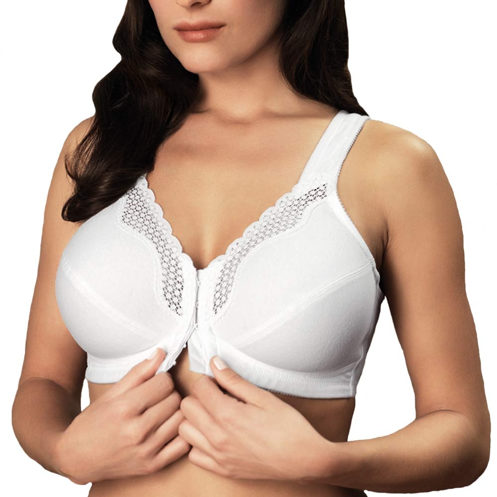 US Women's Ladies Sport Solid Front Fastening Bra Non Wired Comfort Soft Cup Top 