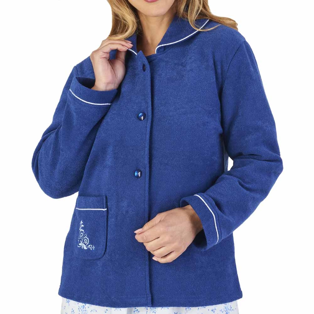 Slenderella Ladies Waffle Flannel Fleece Bed Jacket Womens Button Up House Coat