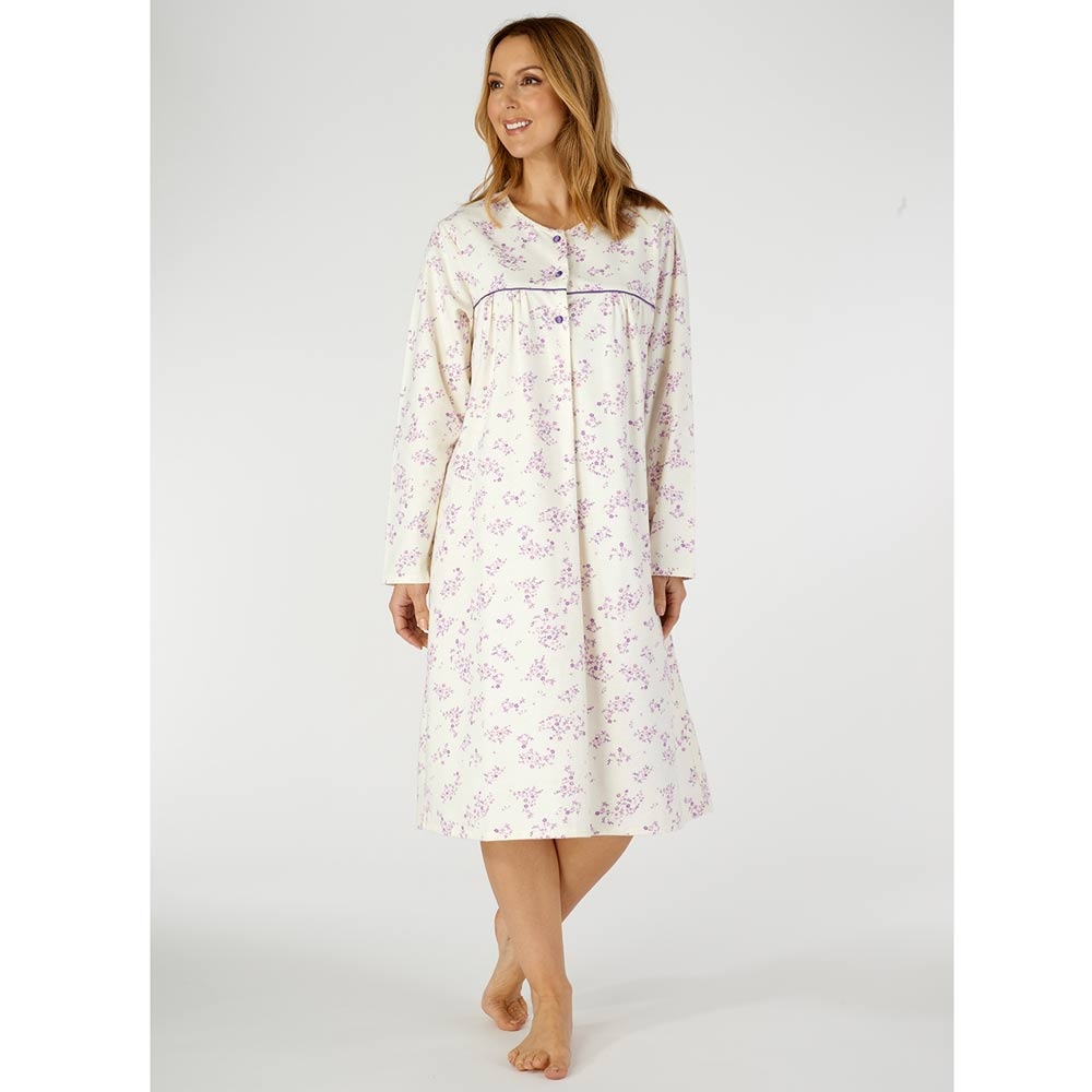 100/% Double Brushed Cotton Round Neck Longer Length Nightdress By Slenderella