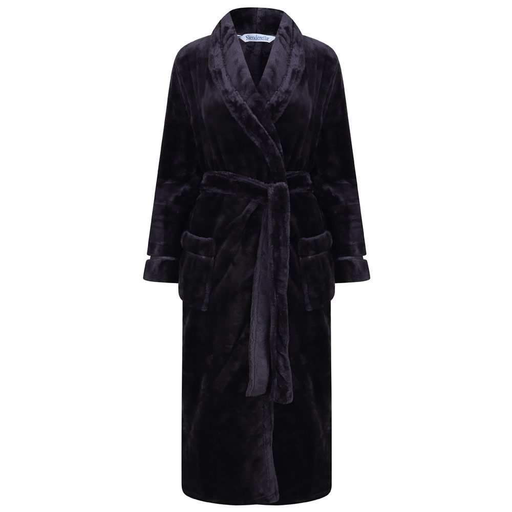 Flannel Fleece Shawl Collar Wrap Housecoat | AmpleBosom.com