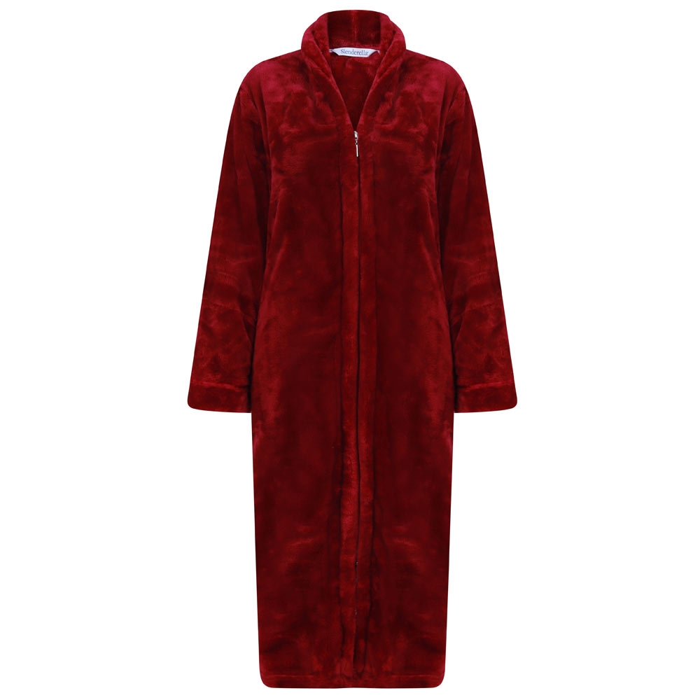 Flannel Fleece Zip Through Warm Housecoat | AmpleBosom.com