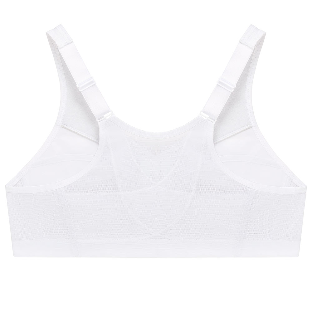 CLZOUD Woman's Bras Hunchback Shaping Corrective Strap Underwear Comfortable  Front Button Sports Bra with Mesh Straps White M 