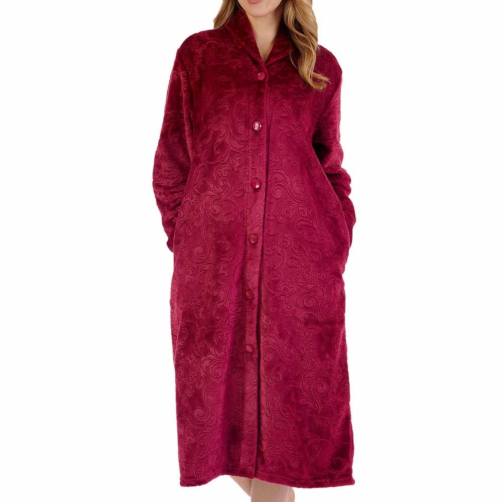 Dressing Gown Super Soft Flannel Fleece Ladies Zip Through Slenderella Bathrobe