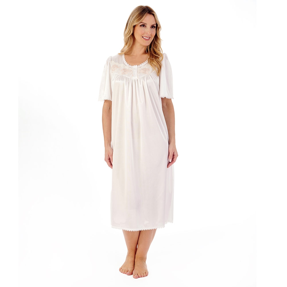 Slenderella Slippy Short Sleeve 45 inch Nightdress | AmpleBosom.com