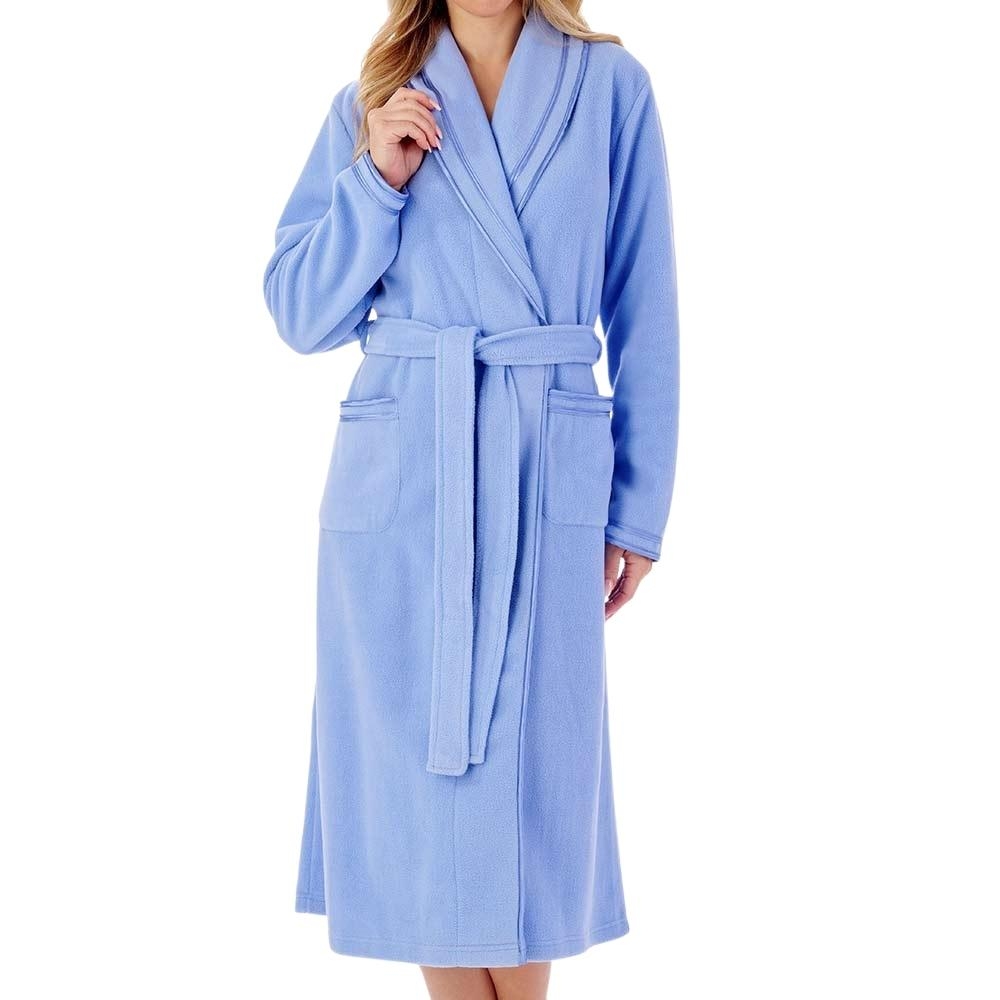 Slenderella Ladies Chevron Dressing Gown Zip Up Soft Fleece Housecoat Bath  Robe | eBay