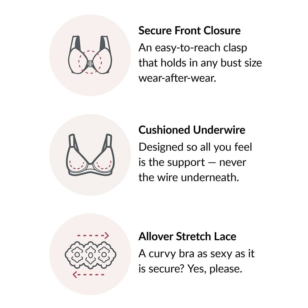Glamorise WonderWire Front-Closure Stretch Lace Underwire Bra 9245 (Women's  & Women's Plus)