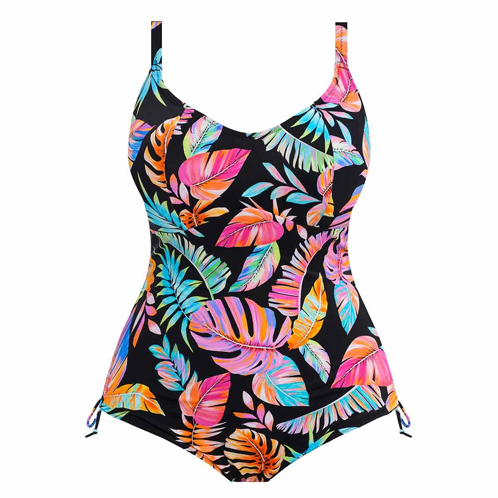 Elomi Swim Tropical Falls Underwired Plunge Bikini Top (42F, Black