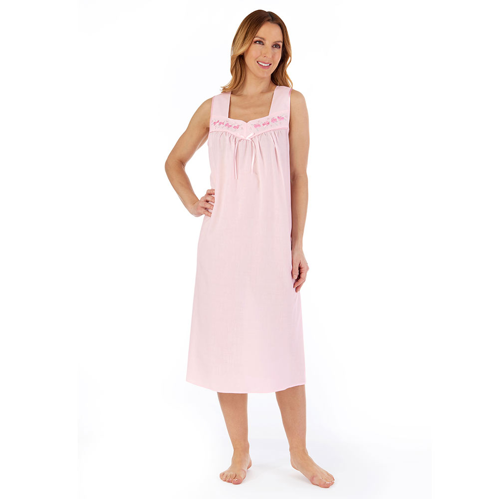 Slenderella Embroidered Yoke Broad Strap 44 inch Nightdress ...