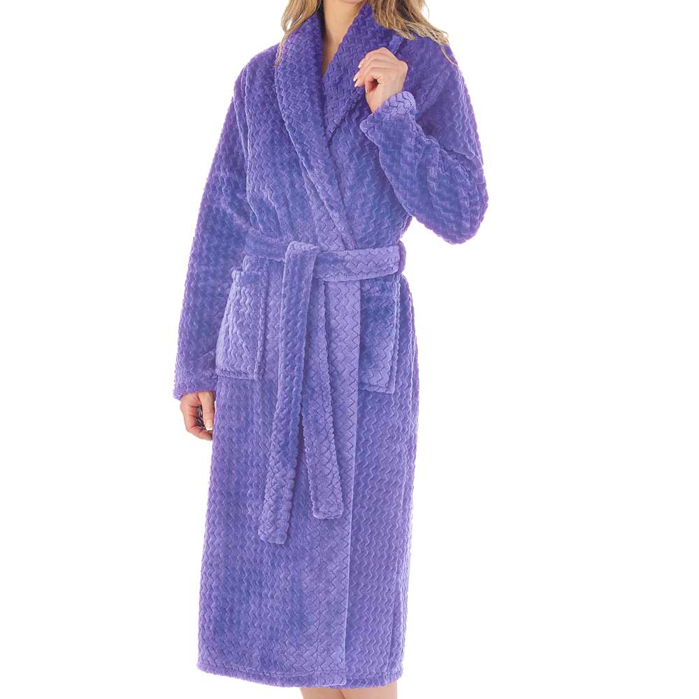 Slenderella Zig-Zag Fleece Wrap 46 inch Housecoat - HC02318
