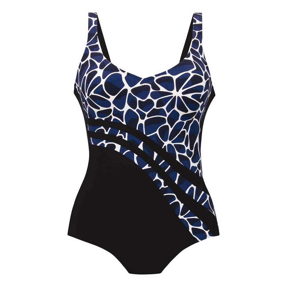 Anita Sz 8 Salta Tankini Swim Suit Blue Tile Flattering Support C Cup NEW