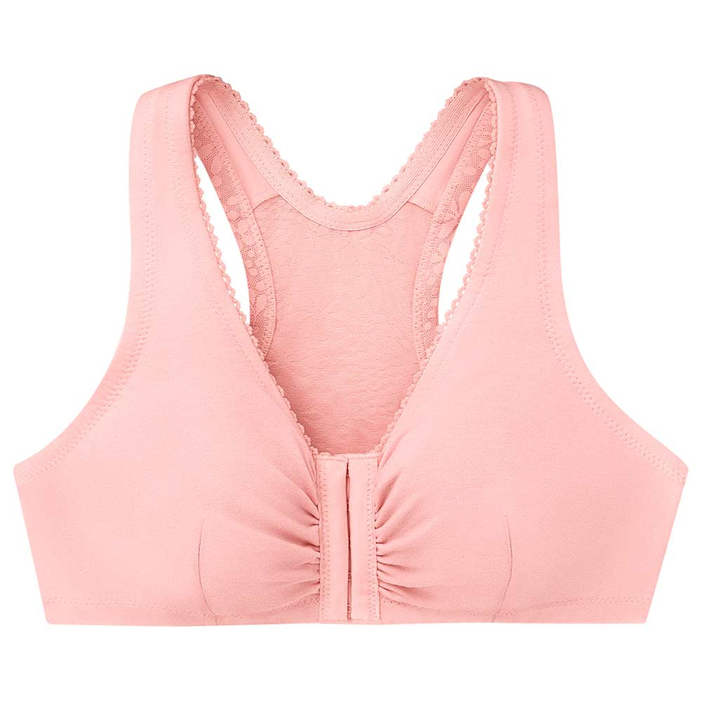 Glamorise Womens Front-Closure Cotton T-Back Comfort Wirefree Bra 1908 Pink  Blush 36DD/F