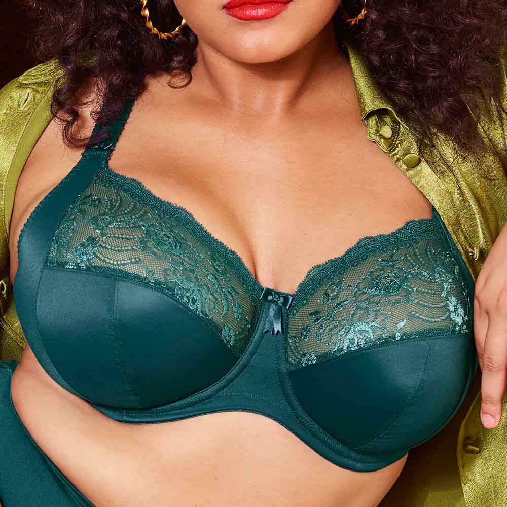 MARKS & SPENCER EMERALD GREEN LACEY FULL CUP BRA Size 34G New No