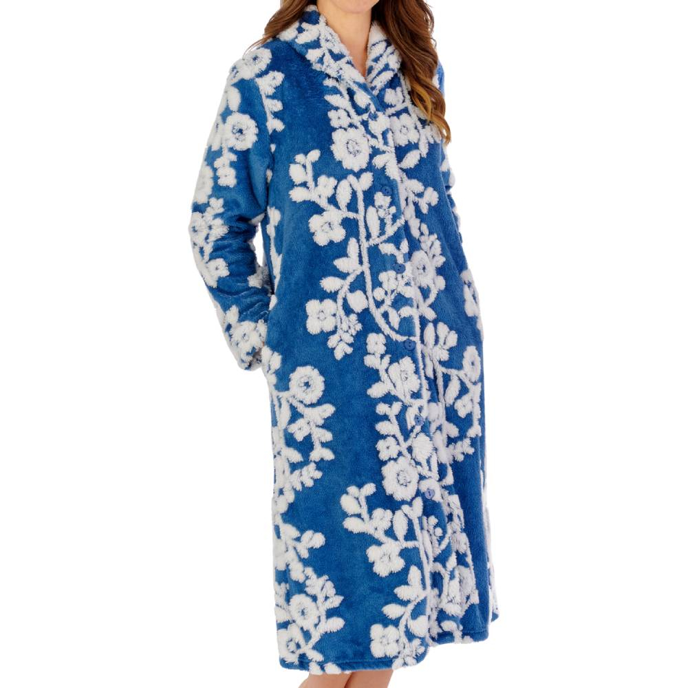 Slenderella Housecoat product in blue HCW2320- front view image