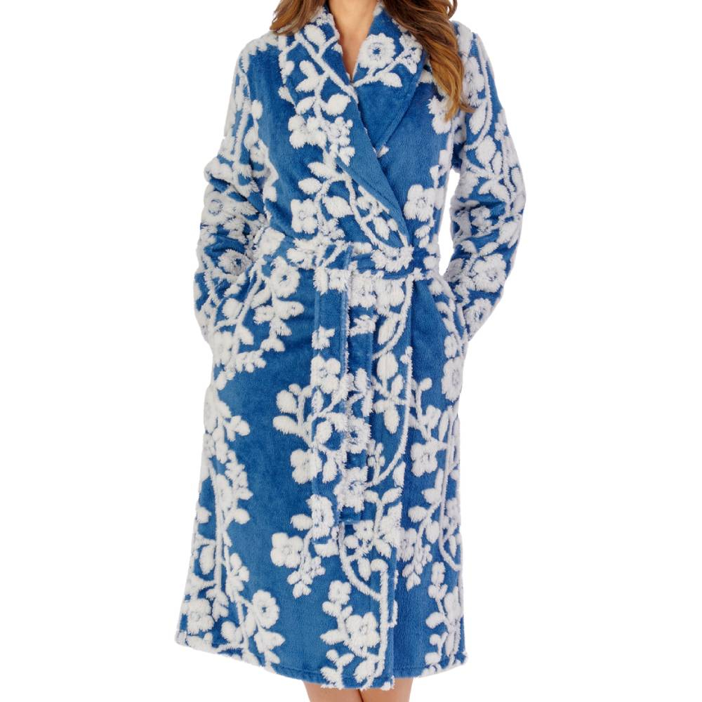 Slenderella Housecoat product in blue HCW2322- front view image