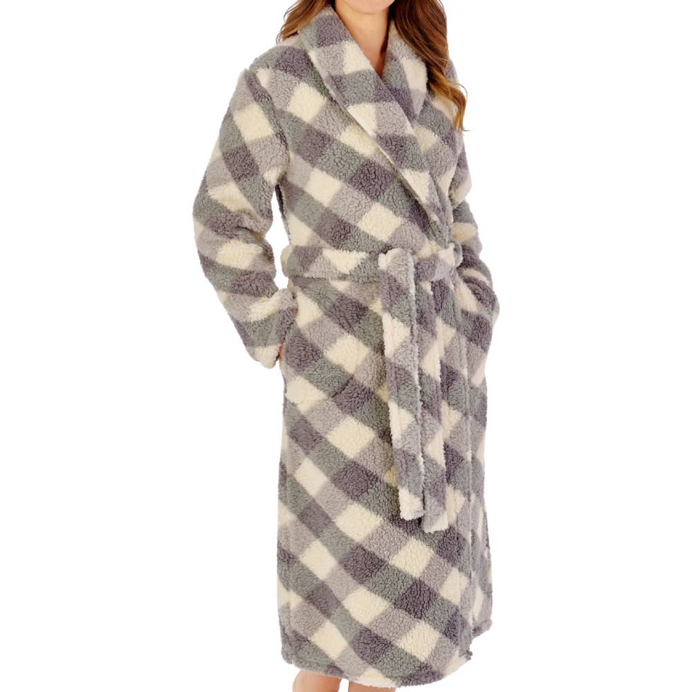 Slenderlla Housecoat product in grey HCW2312- front view image