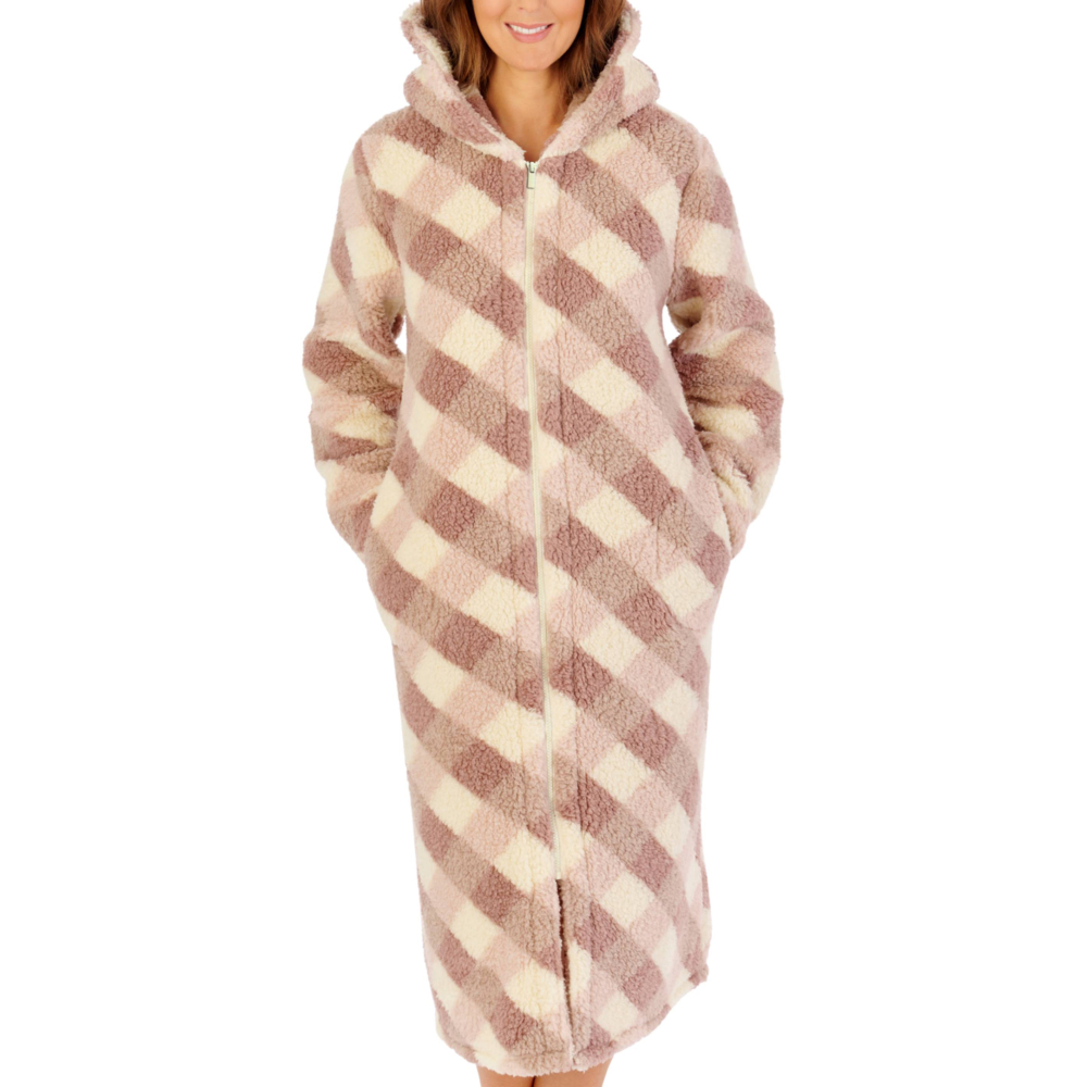 Slenderella Housecoat product in pink HCW2311- front view image