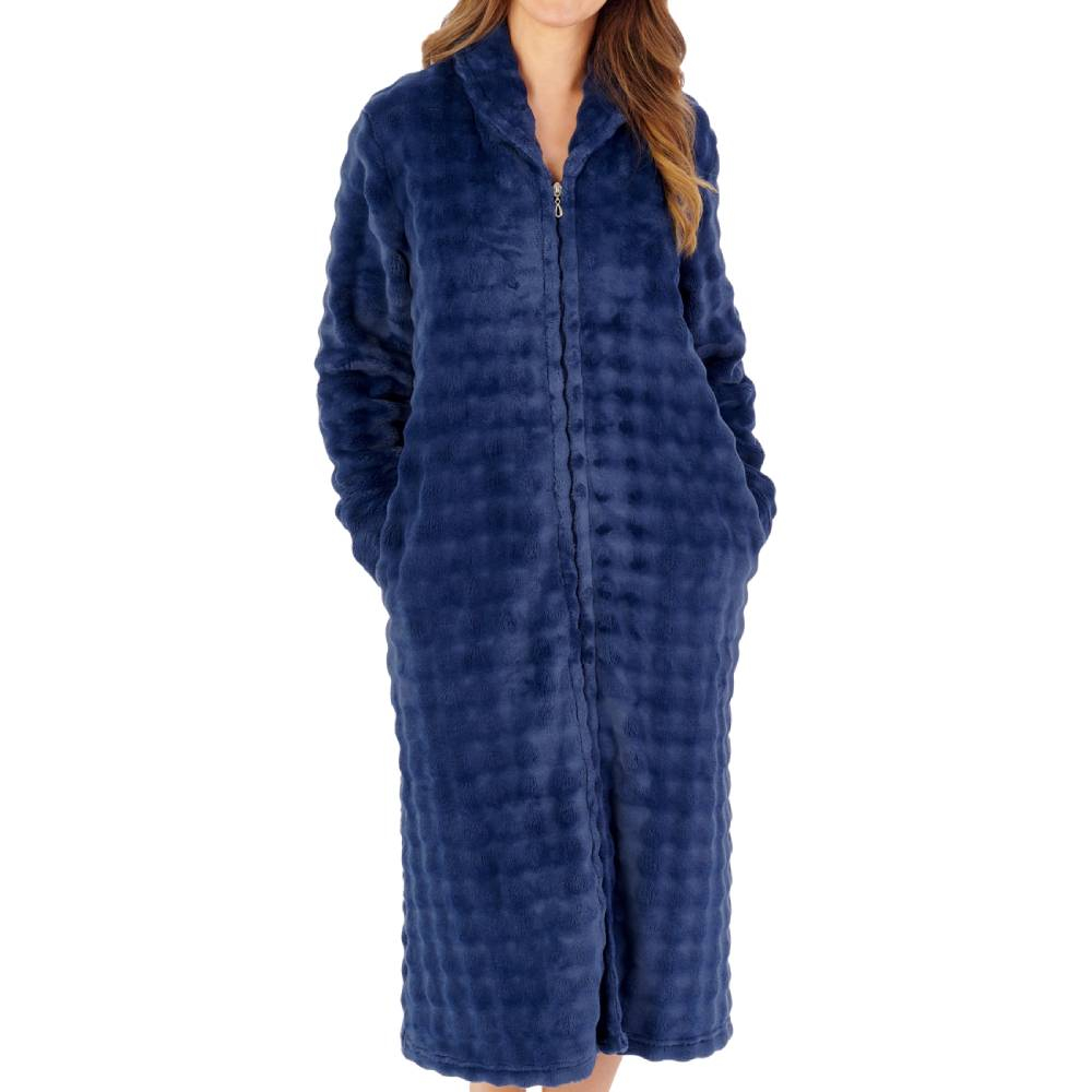 Slenderella Housecoat product in navy HCW2302- front view image