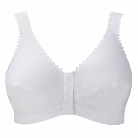 Popper Front Fastening Bra in white