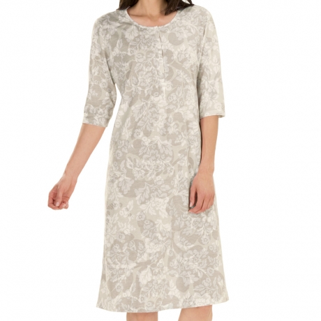 Floral print 3/4 sleeve cotton nightdress