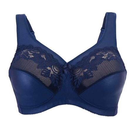 frugue Comfort Support Lace Minimiser Bra Blue UK 34 C : :  Fashion
