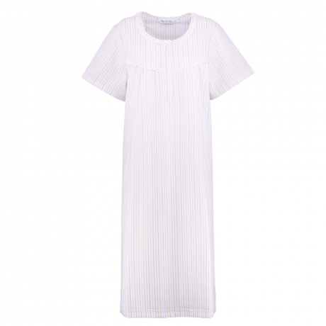 Short Sleeve Seersucker Pastel Nightdress
