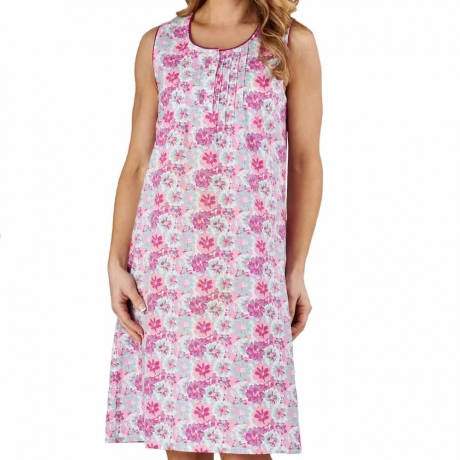 Flower Print Cotton Sleeveless Nightdress