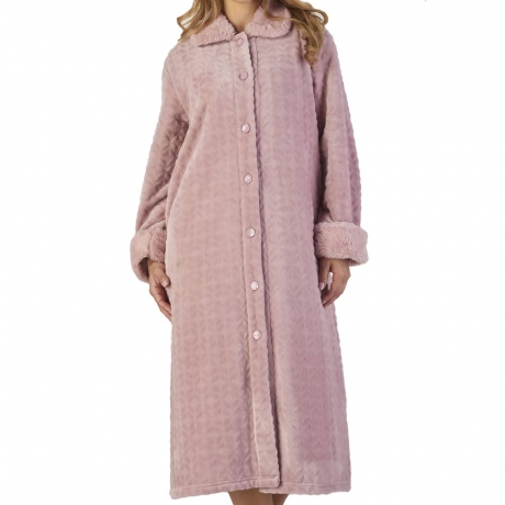 Button Front Winter Cosy Polar Housecoat