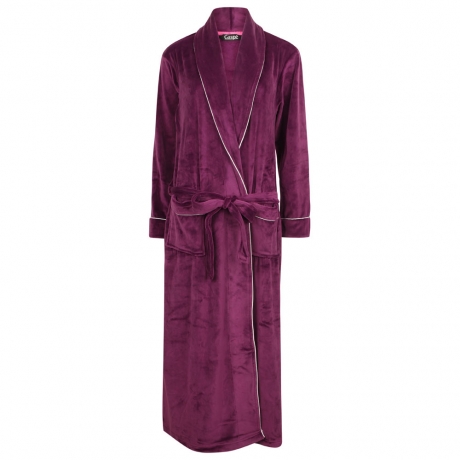 Longer Length Velour Cosy Wrap Front Housecoat