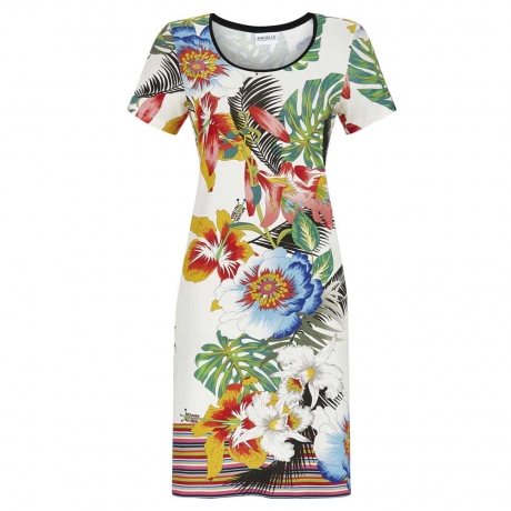 Tropical Short Sleeve Loungewear Dress