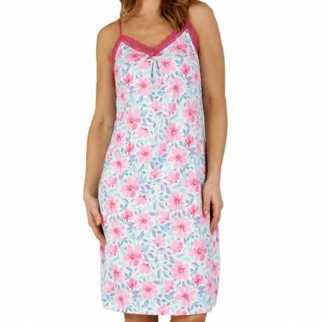 Spaghetti Strap Knee Length Floral Nightdress