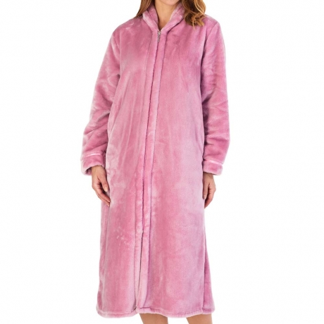 Flannel Fleece Zip Through Warm Housecoat