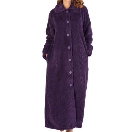 Longer Length Luxury Waffle Fleece Button Through Housecoat