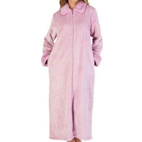 Luxury Patterned Full Length Zip Opening Housecoat
