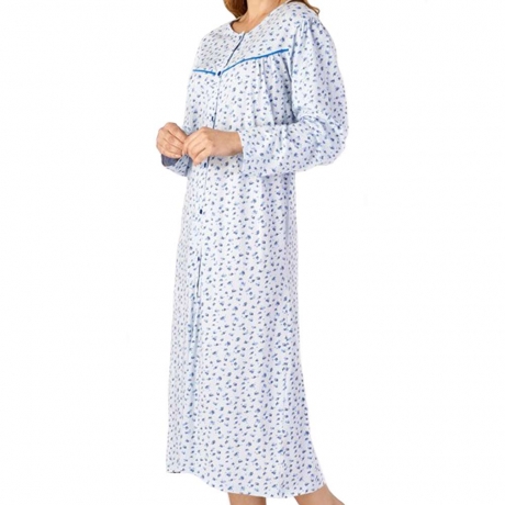 Buttoned Top Long Sleeve Cotton Nightdress