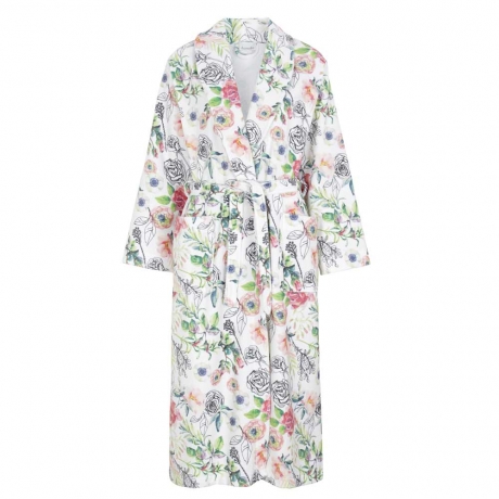 Rose Print Tie Front Bath Robe