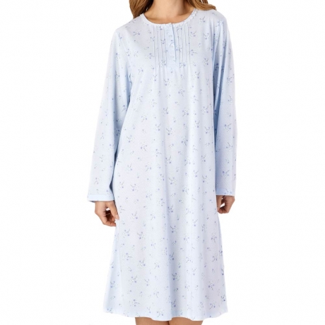 Printed Jacquard Long Sleeve Traditional Nightdress