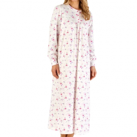 Classic Floral Long Sleeve Longer Length Cotton Nightdress