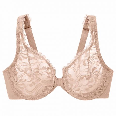 Glamorise Wonderwire Lace Front Close Bra Review in cafe
