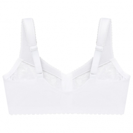 Backview of Glamorise Soft Cup Front Fastening Bra in White 1200