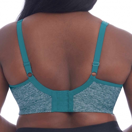 Backview of Goddess Non Wired Sports Bra in teal heather GD6913