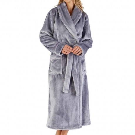 Flannel Fleece Shawl Collar Wrap Housecoat