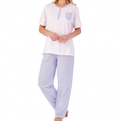 Slenderella Seersucker Pyjamas in blue PJ01224
