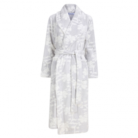 Floral Print Mini Waffle Tie Front 46 inch Housecoat