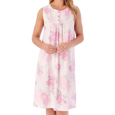 Large Floral Sleeveless 40 Inch Cotton Nightdress