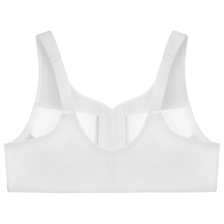 Backview of Glamorise Magic Lift Natural Shape Front Fastening Soft Cup Bra in white 1210