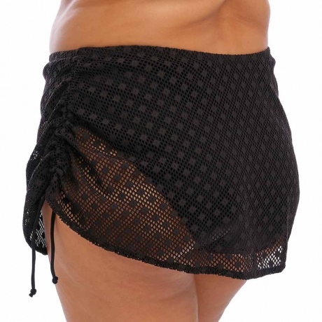 Sideview of Elomi Swim Bazaruto Skirted Bikini Briefs in black ES800683