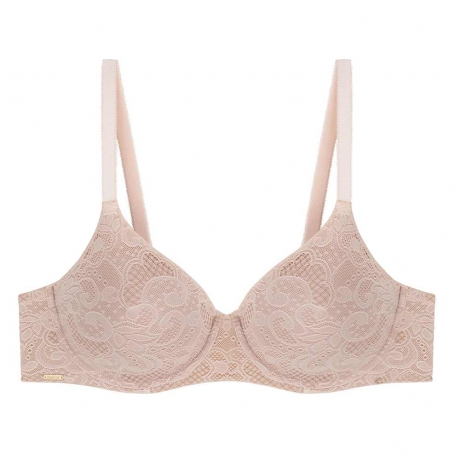 Verity Seamless Moulded Lace Low Neck Bra - 34D, 30G