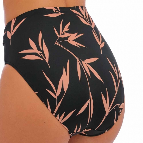 Sideview of Fantasie Swim Luna Bay Bikini Briefs in lacquered black FS502478