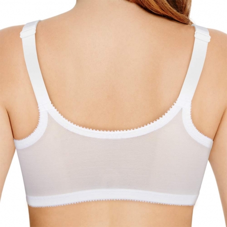 Backview of Berlei Classic Soft Cup Front Fastening Lace Bra in white B511