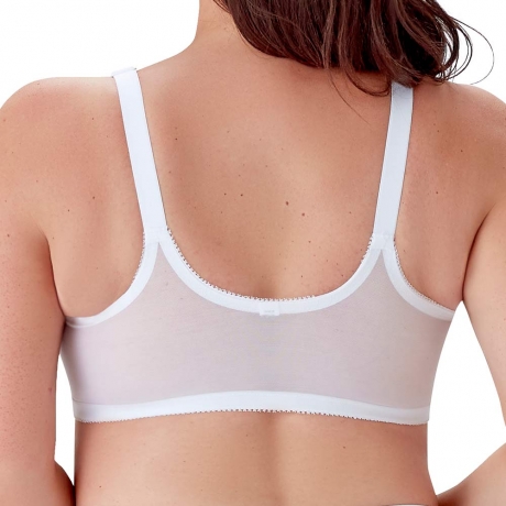 Backview of Berlei Classic Soft Cup Front Fastening Lace Bra in white B511